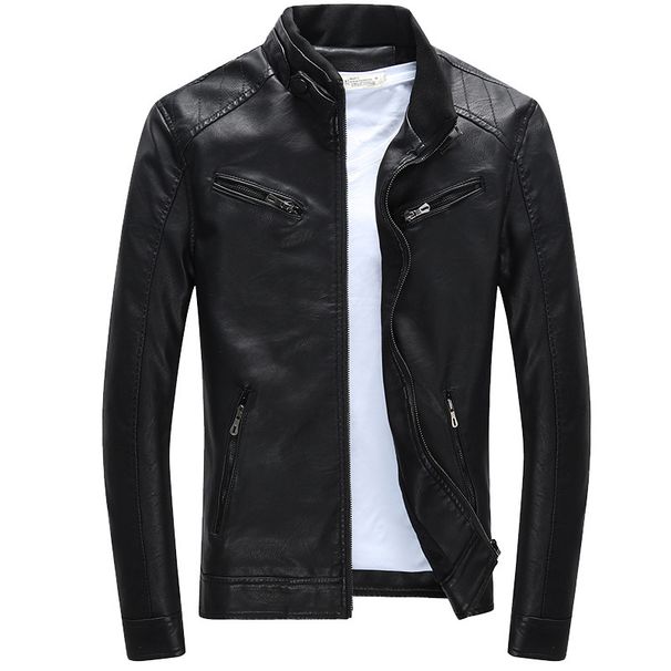Men's Clothing New leather jacket for men, slim style jacket for young men,spring new style for men, handsome motorcycle men's leather jacket_viptrois.com