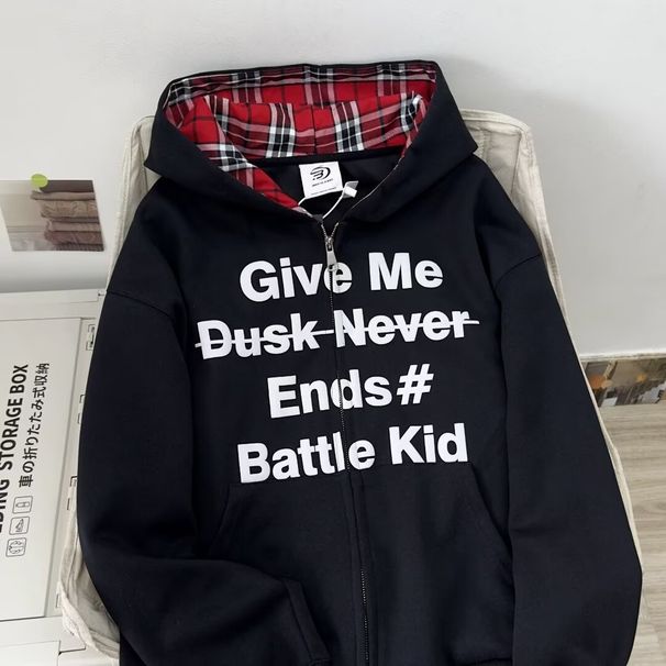 Men's Clothing Autumn New Men's American Street Hooded Splicing Cardigan Plaid Hooded Sweatshirt Loose Versatile Men's Jacket_viptrois.com