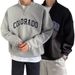 Men's Slim-Fit Half-Zip Sweatshirt – Minimalist Letter Print (Black/Gray, Euro S-2XL)"_viptrois.com
