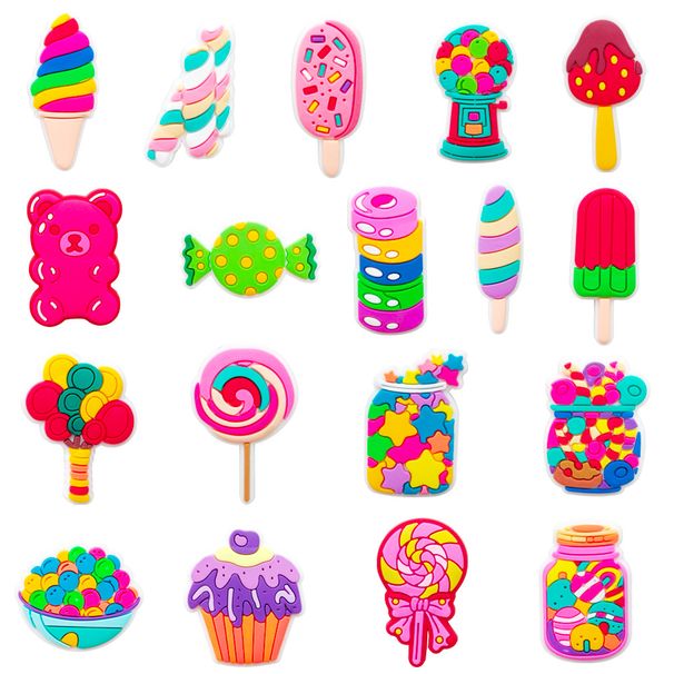 18 Sets Of Cute Candy Shoes Flower Children's Gift Accessories PVC Soft Rubber Shoe Buckle_viptrois.com