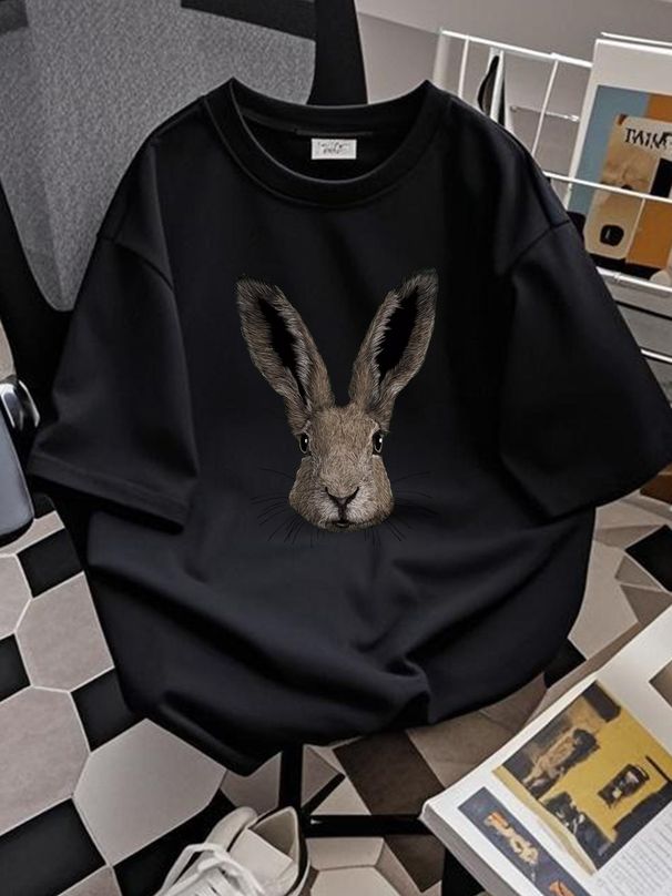 European Hare T Shirt RabbiT Brown Lover Summer Breathable Slightly Designer Clothes Fashion Stretched Streetwear Versatile Comfortable Stylish_viptrois.com