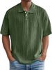 Men's Clothing Spring And Summer Loose Texture Polo Shirt Retro Lapel T Shirt Breathable Men's Short Sleeved Shirt_viptrois.com