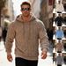 Men's Fleece Hooded Sweatshirt - Winter Casual Loose Fit Pullover With Jacquard Diamond Pattern (Black, Grey, Blue, Beige, Brown)_viptrois.com