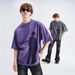 Summer Chinese Style American Washe Vintage Direct Injection Portrait Print Loose Fit Couple T-Shirt_viptrois.com