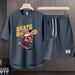 Men's Clothing 2024 Waffle Casual Summer Suit Men's Loose Teen Short sleeved T shirt Shorts Handsome Two piece Suit_viptrois.com
