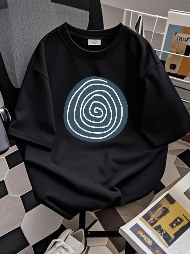 Circle T Shirt Soft Unisex Stylish Breathable Top For Everyday Wear Stretched Streetwear Casual Slightly Fashion Versatile Graphic Homme_viptrois.com
