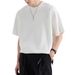Men's Clothing Fashion Loose Casual Round Neck T Shirt Niche Design Knitted Texture Striped Short Sleeved Top T-Shirt_viptrois.com