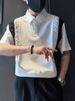 Men's Clothing Shirt Collar Polo Shirt Men's Niche Design Summer Short Sleeved Trendy Brand Handsome Lapel Splicing T Shirt Three Quarter Sleeves_viptrois.com