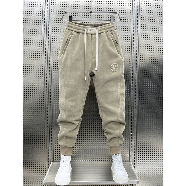 Men's Clothing Casual Pants For Men In Autumn And Winter With Loose Cuffs And Fashionable Hot Stamping Corduroy Sports Sweatpants_viptrois.com
