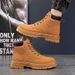 European Warm Series 2025 New Autumn Men's Classic Fashion Wear-resistant Waterproof High-top Martin Soft Sole Workwear Non-slip Yellow Boots_viptrois.com