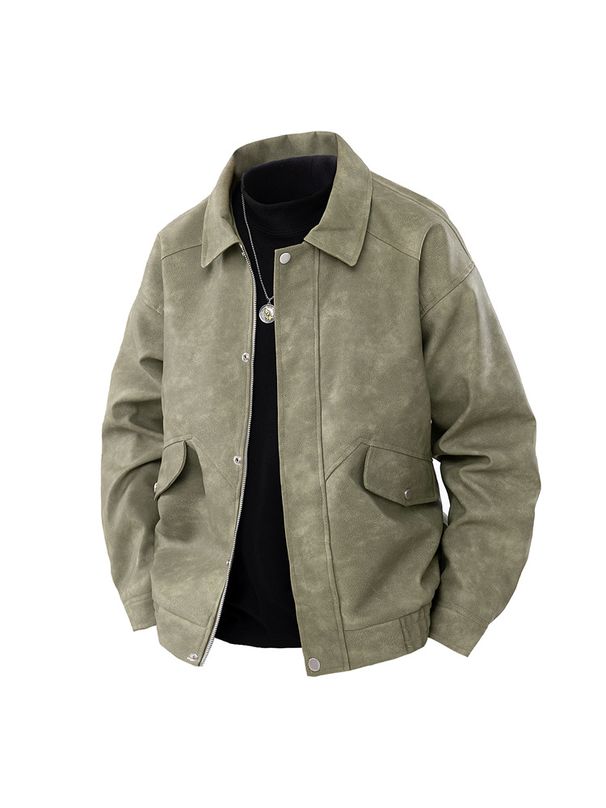 American Style Lapel PU Leather In The Spring Autumn Period Of 2025, With A High-End And Cool Jacket For Men_viptrois.com