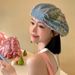 Korean Version Ins Blue Patch Washed Vintage Beret For Women Versatile Internet Celebrity Face-Slimming Octagonal Hat_viptrois.com