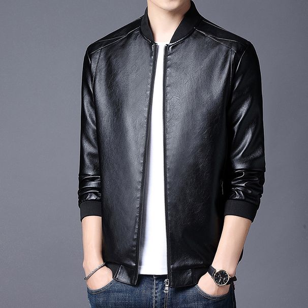 Men's Clothing Leather Jacket Men Autumn Stand Collar Men's Leather Jacket Fat Man Leather Jacket Youth Motorcycle Leather Jacket Direct Sales_viptrois.com
