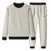 Men's Sherpa-Lined Sweatsuit Set – Winter Thermal Round Neck Hoodie & Joggers, Thickened Fleece-Lined Casual Outfit For Streetwear & Lounge_viptrois.com