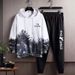 Men's Clothing Hooded Sweater Suit Men's Autumn New Style Trend Tie Dye Gradient Color Printing Men's Jacket Student Long Sleeved Top_viptrois.com