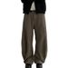 Washed Brown Jeans Men's Trendy Silhouette Casual Versatile Wide Leg Loose Curved Pants_viptrois.com