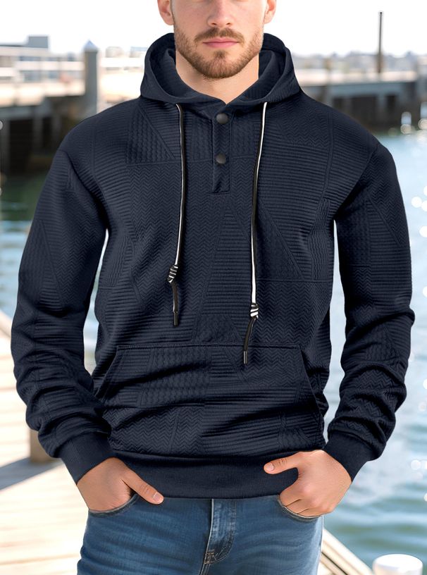 Men's Casual Hooded Sweatshirt - Breathable Loose Fit Long Sleeve Pullover With Side Pockets For Streetwear & Daily Wear_viptrois.com