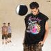 Street Fashion 300g Printed Hand-Washed Raglan Sleeveless T-Shirt_viptrois.com