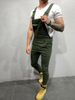 Men's Tie-Dye Denim Bib Trousers Slim Fit Pants Solid Colour Jeans_viptrois.com