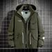 Men’s Oversized Utility Jacket – Stretch Corduroy Workwear With Detachable Hood & Reinforced Pockets (Black, Khaki, Olive Green)_viptrois.com