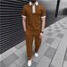 Men's Polo Shirt Zipper Casual Short Sleeve Shorts Suit_viptrois.com