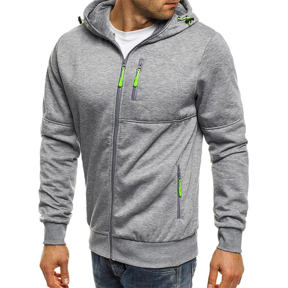 Men's Clothing Fleece-Lined Zip-Up Hoodie With Stand Collar Athletic Casual Pullover (White Wine Red, Navy, Army Green, Light Gray, Dark Gray)_viptrois.com