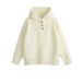 Solid Color Hooded Knitted Sweater For Men, Versatile, Trendy And Casual Design, Semi Buttoned Sweater_viptrois.com