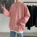 Spring Crew Neck Long Sleeve T-Shirt Men's Solid Color Bottom Shirt Top Pink Hatless Spring Sweater_viptrois.com