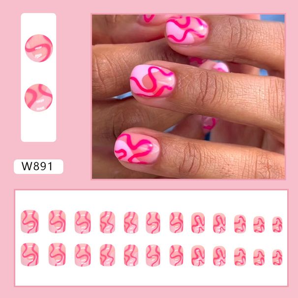 Nails Art Short Pink And White Curve Manicure Irregular Corrugated Girl Pink Ins Style Nails For Women_viptrois.com