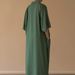 Men's Clothing Muslim Robe Men's V Neck Short Sleeved Pocket Pajamas Thobe_viptrois.com
