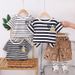 Male Baby 2025 New Cute Casual Thin Summer Infant And Child Striped Round Neck Short Sleeve Set_viptrois.com