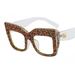 Celebrity Accessories Cat's Eye Rivet Glasses Frame European And American Personality Large Frame Candy Color Diamond Inlaid Flat Glasses_viptrois.com