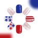 Short bright face red and blue color sparkling stripes wear nail art American Independence Day five-pointed star foreign trade nail art 24 pieces_viptrois.com