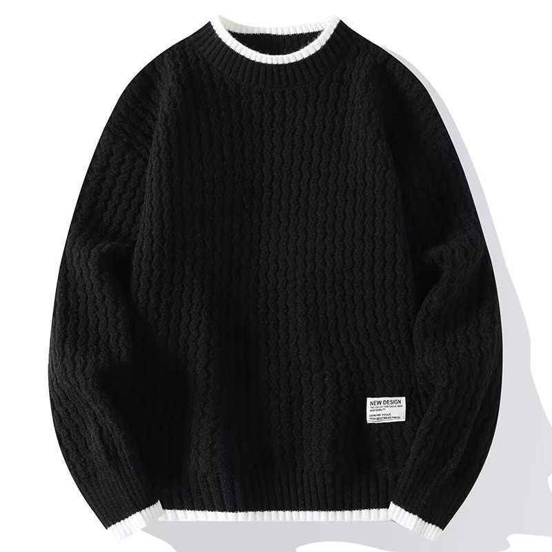 Oversized Drop-Shoulder Knit Sweater – Patchwork Long-Sleeve Pullover (Minimalist Layering Essential)_viptrois.com