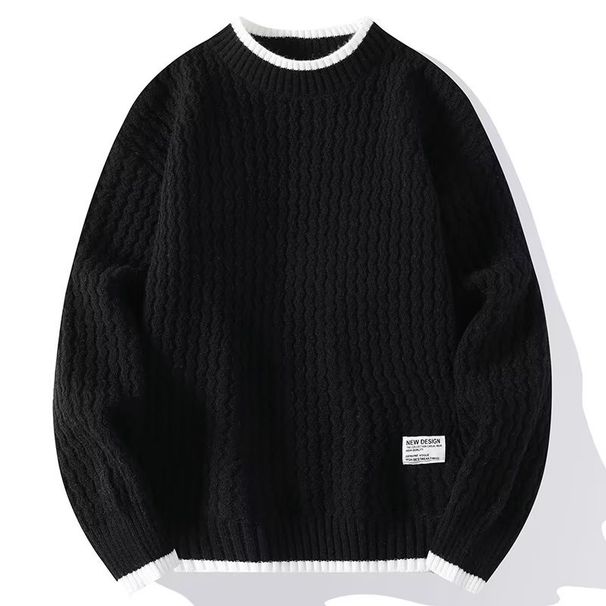 Oversized Drop-Shoulder Knit Sweater – Patchwork Long-Sleeve Pullover (Minimalist Layering Essential)_viptrois.com