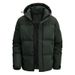 Men's Clothing Men's Winter Hooded Padded Jacket - Loose Fit Casual Coat With Multiple Pockets, Polyester Fill, Black/Dark Green/Khaki Options_viptrois.com