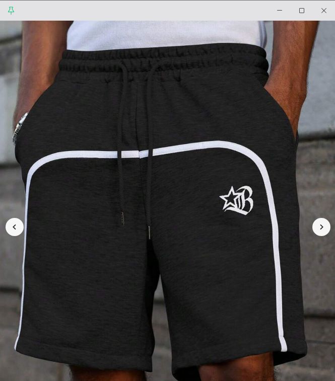 Men's Euro-American Style Side Stripe Shorts - Black Athletic Shorts With Star & B-Logo Embroidery, Drawstring Waistband, Loose Fit Casual Sportswear_viptrois.com