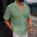Men's Casual Fashion Shirt Short Sleeve Top With Collar_viptrois.com