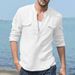 2025 Men's Cotton And Linen Casual Long-sleeved Shirt With Pockets, Loose-fitting Shirt_viptrois.com