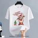 Warm T-shirt (Organic Cotton) Black (Soft "Merry Christmas Reindeer & Tree" Print & Minimalist Accent) – Cozy Minimalist Style For Lounging At Home_viptrois.com