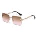 New Frameless Chain Leg Cut Square Large Frame Women's Sunglasses, Internet Famous, Same Style Men's Trendy Sunglasses_viptrois.com