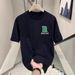 Men's Clothing 2025 New Fashion Men's Letter R Printed Casual Short Sleeve Tops Trendy All Match Round Neck Slim Fit Shirt_viptrois.com