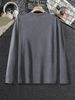 Men's Long Sleeved Round Neck Black T-shirt Top Loose 100 Cotton Tops_viptrois.com