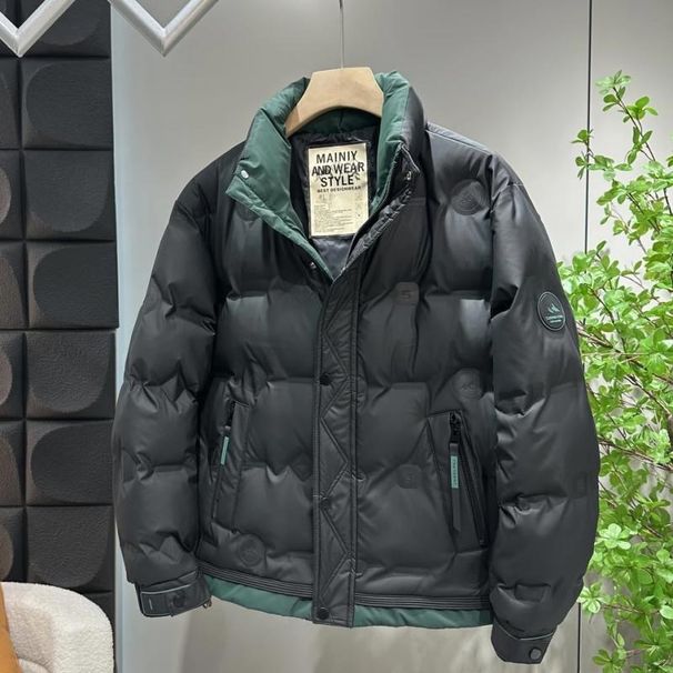 Men's Clothing Men's winter stand up collar Coat jacket youth fashion all match color matching Korean style slim fit thin white duck Coat jacket_viptrois.com