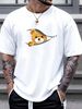 Men's Fashion Short-sleeved T-shirts Summer Slim-fit Pure Cotton Printed T-shirts Trendy Casual Versatile Tops_viptrois.com