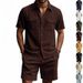 New Summer European And American Casual Corduroy Double Pocket Shirt, Short Sleeves And Shorts Two-piece Set For Men_viptrois.com
