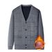 Men’s Fleece-Lined Knit Cardigan – Warm Winter Sweater For Middle-Aged & Elderly (Light Gray/Dark Gray/Khaki/Blue, L-3XL)_viptrois.com