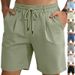 New Men's Loose Cotton And Linen Drawstring Five-pocket Pants - Solid Color Casual Sports Shorts_viptrois.com