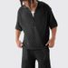 Men's Clothing Spring And Summer New Lapel Button Knitted Tops Casual Men's Sports Shorts Suit_viptrois.com