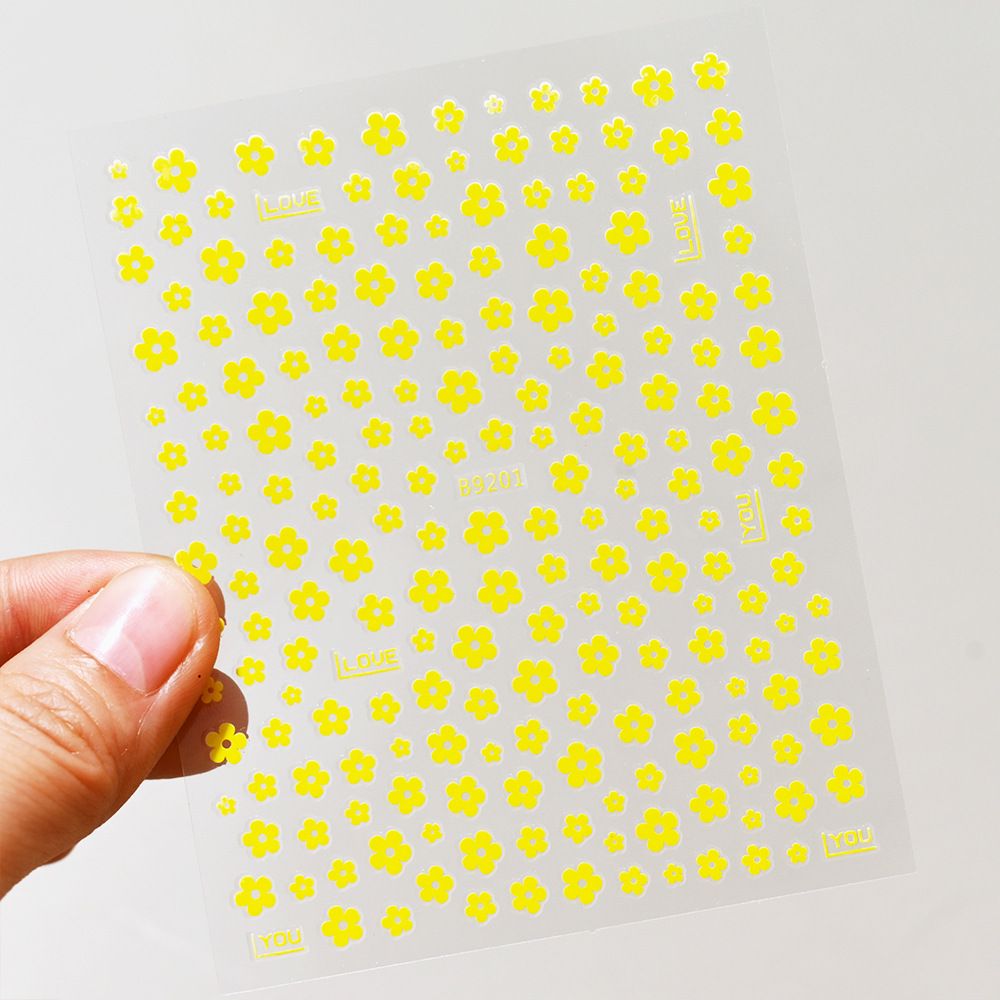 3D 5-Petal Flower Nail Stickers - 5 Colors Sweet Floral Self-Adhesive Full Nail Decals, Cute Pastel Design_viptrois.com